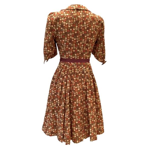 Anthropologie Small Retro Dress Boho Fall Cotton 50s style Edme & Esyllte Art - Picture 5 of 17